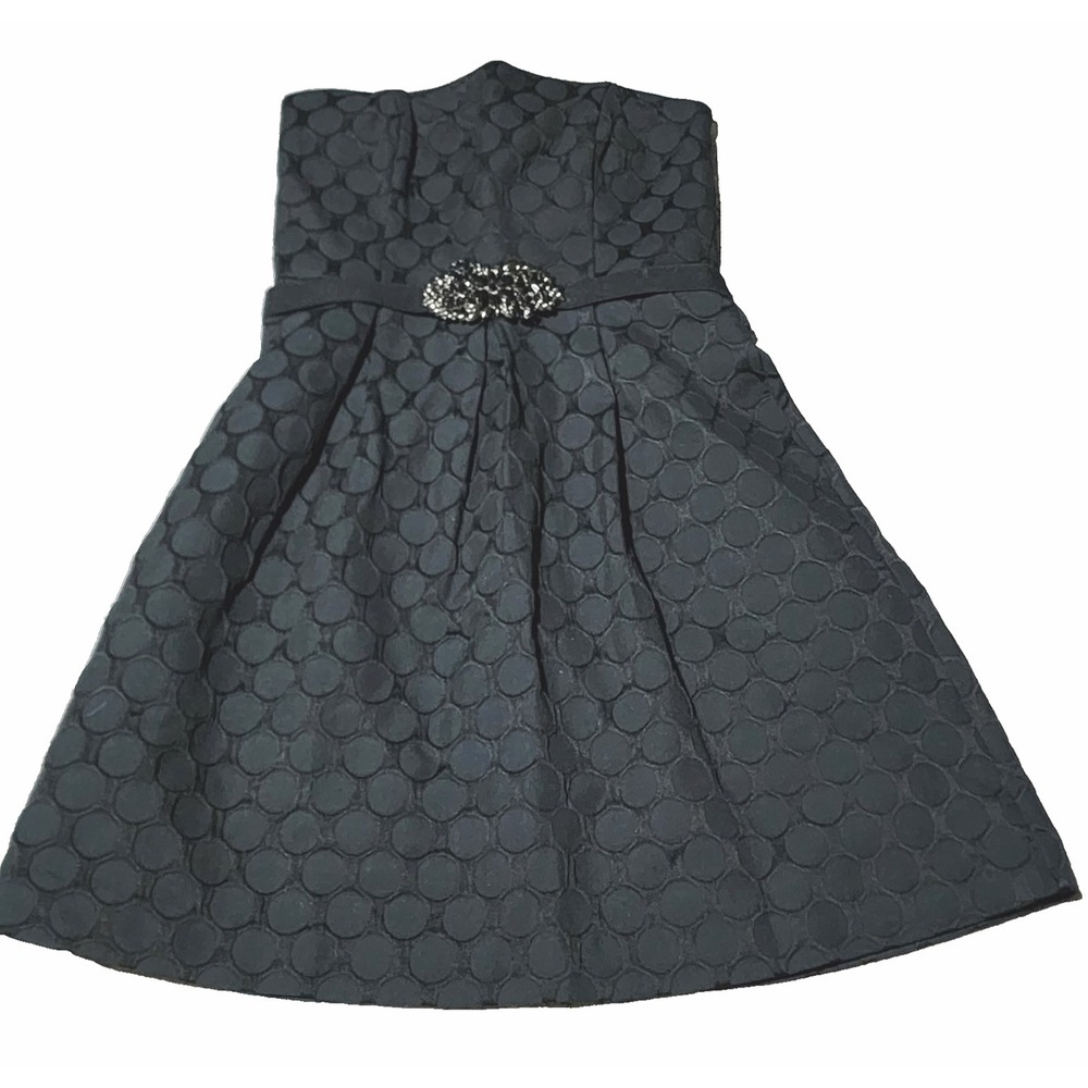 White House Black Market Strapless Dress 4 Y2K Polka Dot Lined‎ Cocktail Party